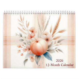 Calendario Patrones y flores de color de agua 2026