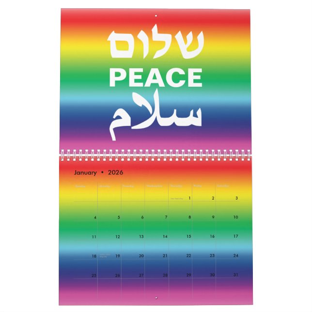 Calendario Paz Shalom Salaam Gradiente de gradiente lgbt orgu (Jan 2026)