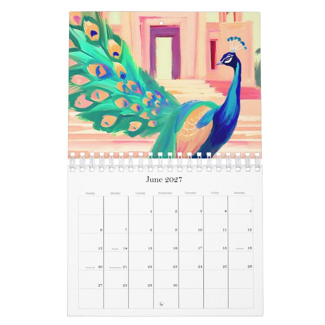 Calendario peacock calendar (Jun 2027)
