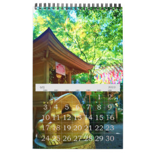Calendario pequeño del templo de la rana japonesa 