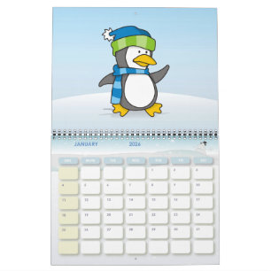 Calendario Pequeño pingüino caminando sobre la nieve