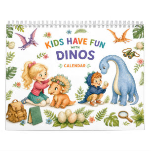 Calendario Pequeños Exploradores & Dinosaurios Lindos – Pared