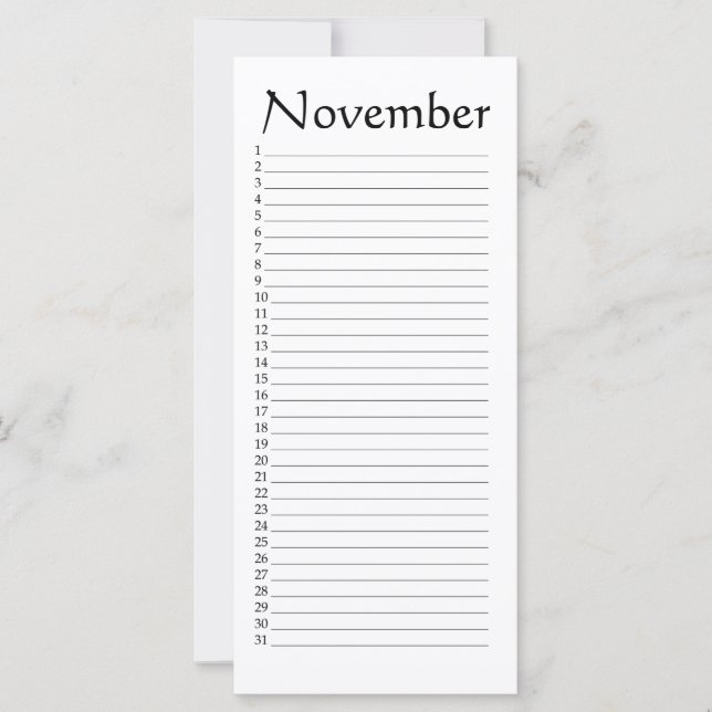 Calendario permanente Noviembre (Anverso)