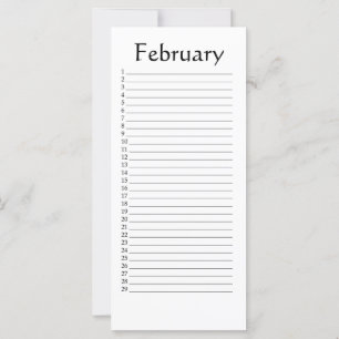 Calendario perpetuo Escritura de febrero
