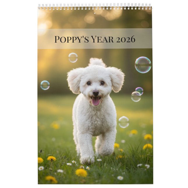 Calendario Perro Amapola Personalizado 2026 (Tapa)
