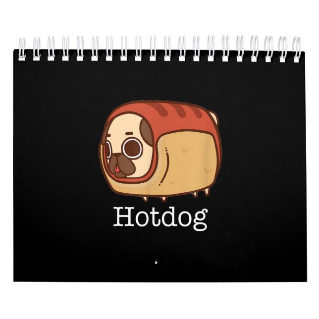 Calendario Perro caliente| Amante Perro Pug (Tapa)