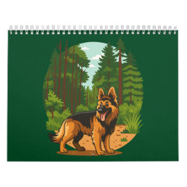 Calendario Perro de aventura Pastor Alemán en el bosque