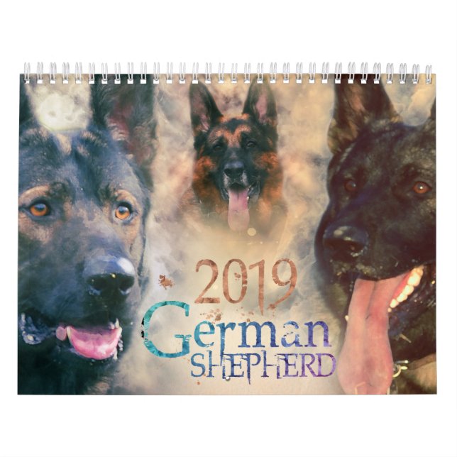 Calendario Perro de pastor alemán GSD 2019 - acuarela (Tapa)
