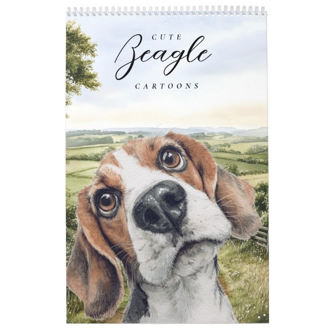 Calendario Perro divertido de dibujos animados Beagle (Tapa)