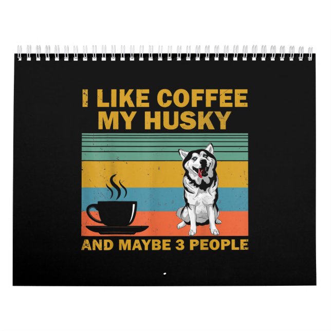 Calendario Perro Husky Siberiano | Coffee Lovers Cita Regalo (Tapa)