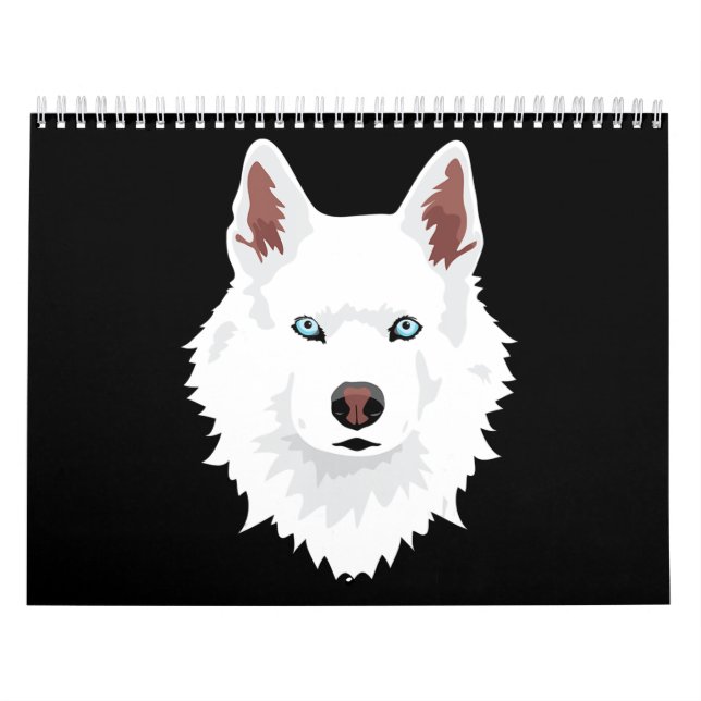 Calendario Perro| Perro blanco canino blanco siberiano blanco (Tapa)