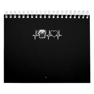Calendario Perro pug Cute Dog Heartbeat Lovely Pug Dog