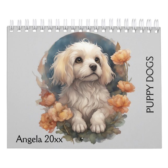 Calendario Perros, Cachorros, Flores de Perro, (Tapa)