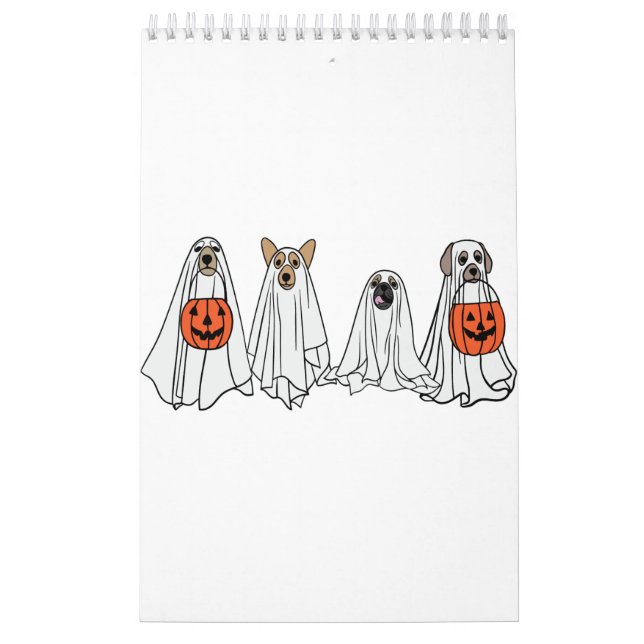 Calendario Perros de perros de Halloween hombres calabaza fan (Tapa)