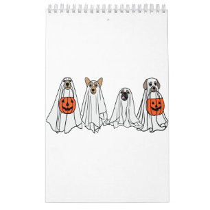 Calendario Perros de perros de Halloween hombres calabaza fan