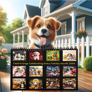 Calendario Perros festivos celebrando cada mes festivo 20XX