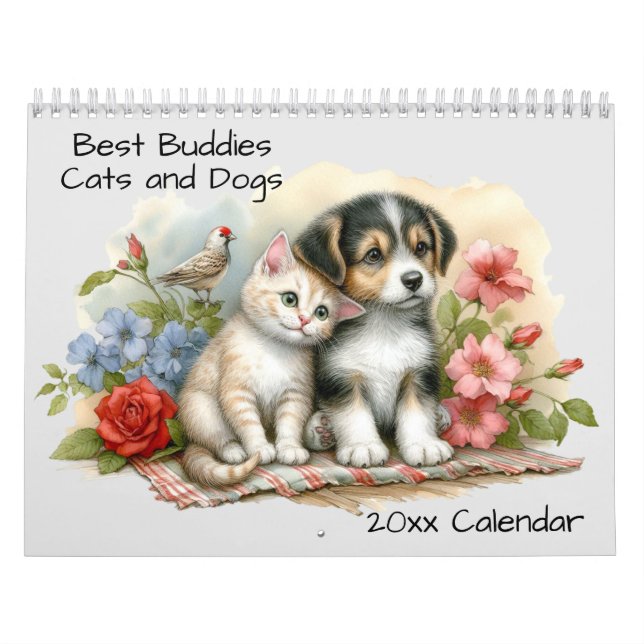 Calendario Perros y gatos, mejores amigos (Tapa)