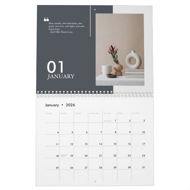 Calendario Personalizable azul citas minimalistas modernas de (Jan 2026)