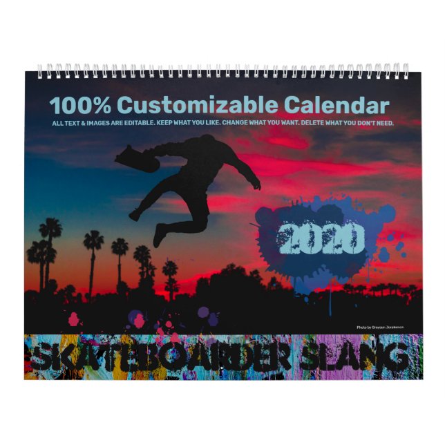 Calendario Personalizable jerga skaterboarder (Tapa)