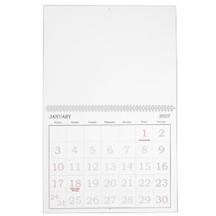 Calendario Personalizado 11" L x 14,25" A Números Grandes Com