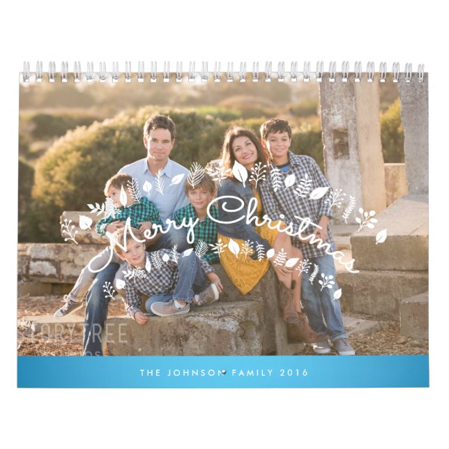 Calendario personalizado 2016 Blue Merry Christmas (Tapa)