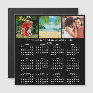 Calendario Personalizado 2026 Imán Collage de 3 Fo