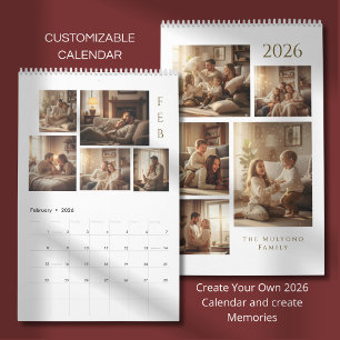 Calendario Personalizado 2026 Moderno y Elegante