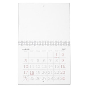 Calendario Personalizado 5.5" L x 7" W Números Grandes