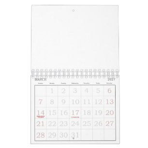 Calendario Personalizado 5.5" L x 7" W Números Grandes Comple