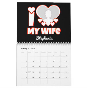 Calendario Personalizado Amo A Mi Esposa - Añadir Nombre y Fo