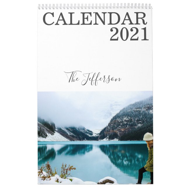Calendario Personalizado blanco moderno foto 2021 (Tapa)