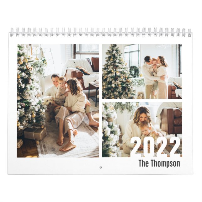 Calendario Personalizado blanco negro moderno crea su propia  (Tapa)