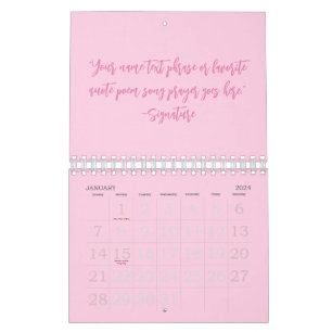 Calendario Personalizado cita de escritura rosa Conciencia so