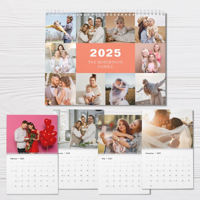 Calendario Personalizado Collage Modern Family Photo 2025 (Subido por el creador)