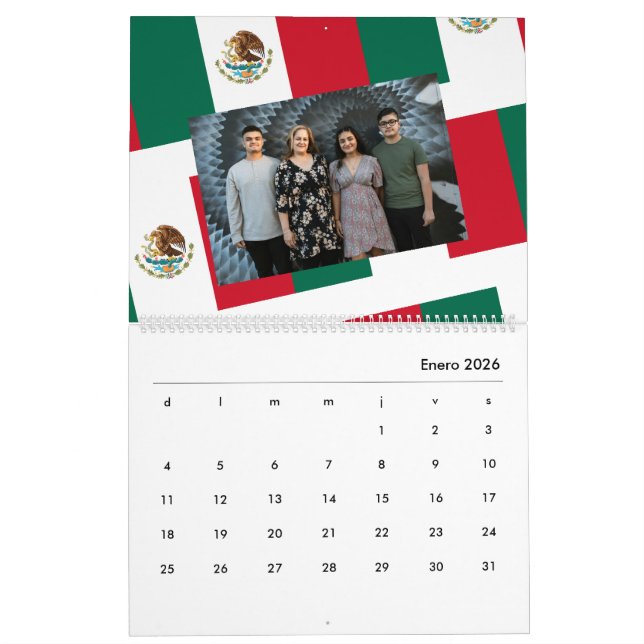 Calendario Personalizado de Bandera de México 2026 (Jan 2026)