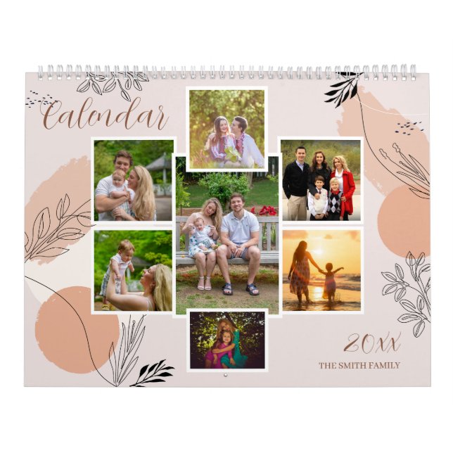 Calendario Personalizado de Recuerdos de familia floral Foto  (Tapa)