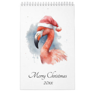 Calendario Personalizado de Santa Claus Snowbird Flamingo