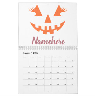 Calendario Personalizado Girly Jack O Lantern Pumpkin Hallowe