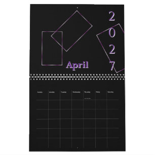 Calendario personalizado Lila Negro