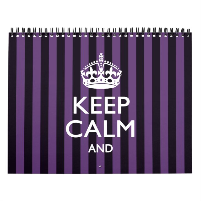 Calendario Personalizado Mensual Mantener CALMA tu texto púrp (Tapa)