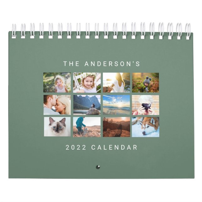 Calendario Personalizado Minimalista simple, foto verde de sa (Tapa)