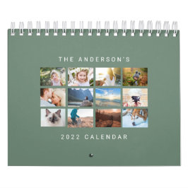 Calendario Personalizado Minimalista simple, foto verde de sa