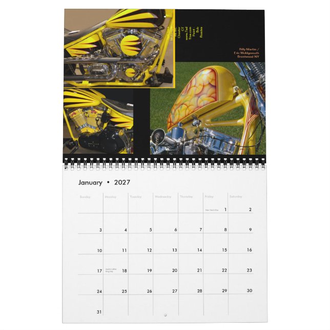 Calendario Personalizado Motorcycle pintar midi 12 meses (Jan 2027)