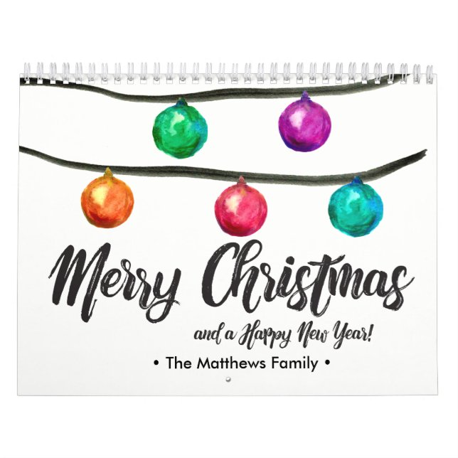 Calendario Personalizado, Navidades, acuarela, foto Personali (Tapa)
