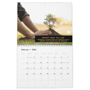 Calendario Personalizado Negra y Gold Monograma Photo Busines