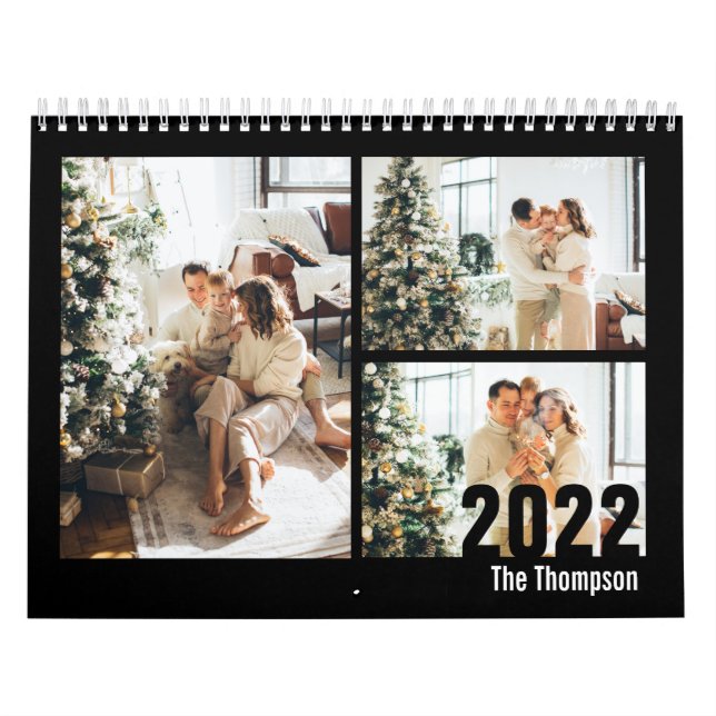 Calendario Personalizado negro moderno crea tu propia foto (Tapa)