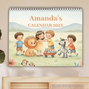 Calendario Personalizado para Niños Animales de Sa