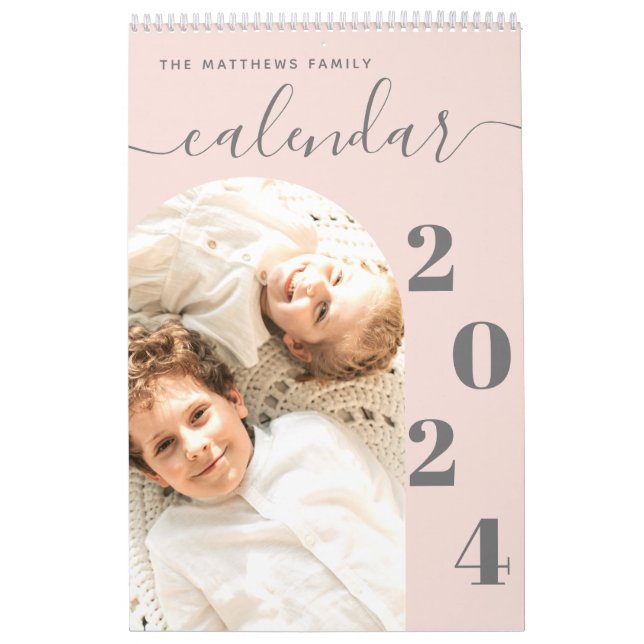 Calendario Personalizado rosa simple y moderno de Rubor Plann (Tapa)