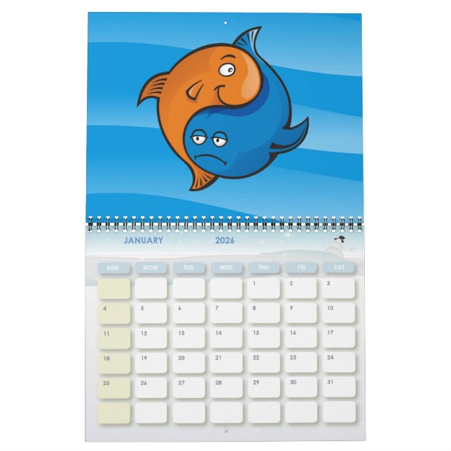 Calendario Personalizado Yin Yang Fish (Jan 2026)
