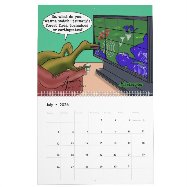 Calendario Personalizados satíricos de dinosaurios parodian a (Jul 2026)